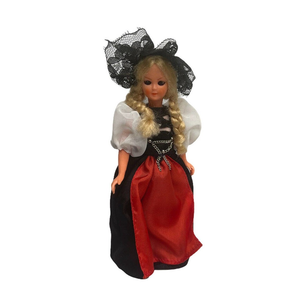 Vintage 1960s Bern Swiss Blonde Hair Souvenir Costume‎ Doll Open Close Eyes 7"